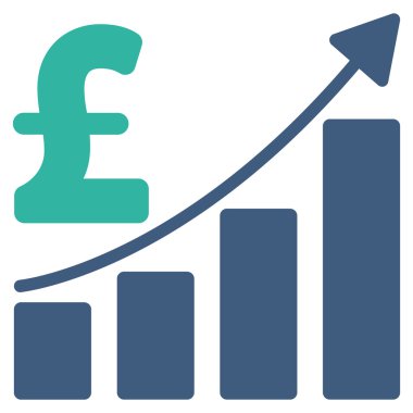Pound Satış büyüme grafik düz vektör simgesi simgesi
