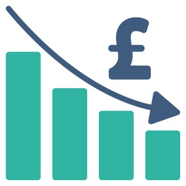 Lirası durgunluk Bar grafik düz vektör simgesi simgesi
