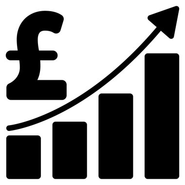 Pound Satış büyüme grafik düz vektör simgesi simgesi