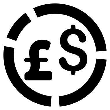 Lirası ve Doları Döviz Alım diyagramı düz vektör simgesi simgesi