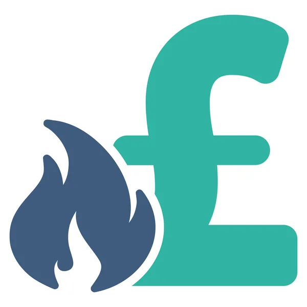 Símbolo de ícone de vetor plano de fogo financeiro de libra — Vetor de Stock
