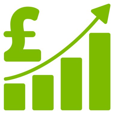 Pound Satış büyüme grafik düz vektör simgesi simgesi