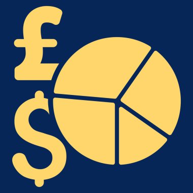 Lirası ve Doları pasta grafiği düz vektör simgesi simgesi