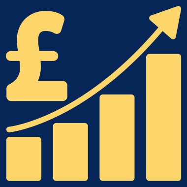 Pound Satış büyüme grafik düz vektör simgesi simgesi