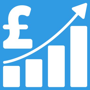 Pound Satış büyüme grafik düz vektör simgesi simgesi