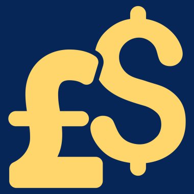 Dolar ve Pound para birimi düz vektör simgesi simgesi