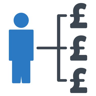 Kişi Pound ödeme düz vektör simgesi simgesi