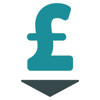 Lirası aşağı düz vektör simgesi simgesi