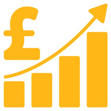 Pound Satış büyüme grafik düz vektör simgesi simgesi