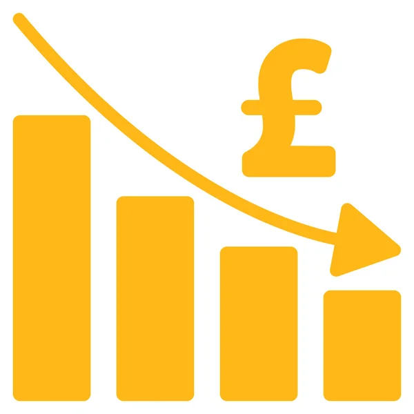 Gráfico de barra de recesión de libra Símbolo de icono de vector plano — Vector de stock