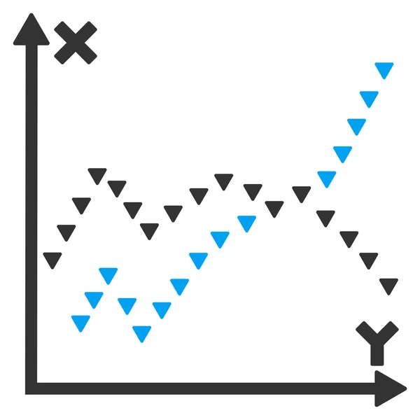 ドット付き関数プロット フラットなラスター シンボル — ストック写真