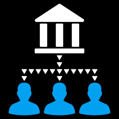 Banka Binası istemci bağlantıları düz vektör simgesi