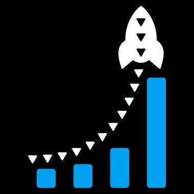 Roket iş Bar grafik düz vektör simgesi