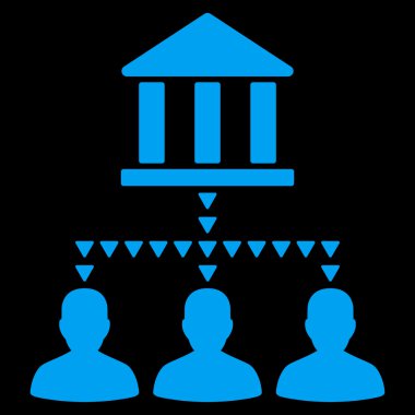 Banka Binası istemci bağlantıları düz vektör simgesi