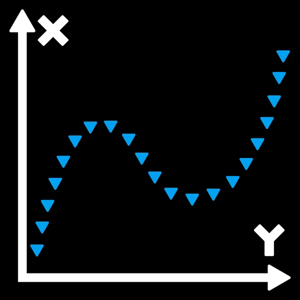 Gestippelde functie grafiek platte Vector symbool — Stockvector