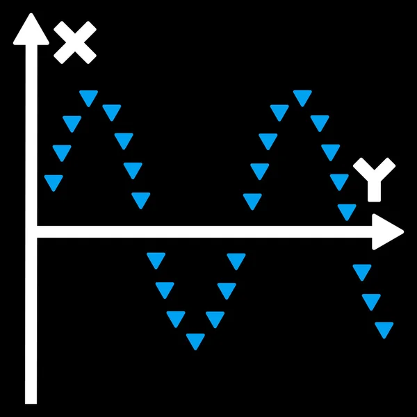 Símbolo de vector plano de parcela sinusoidal punteada — Vector de stock