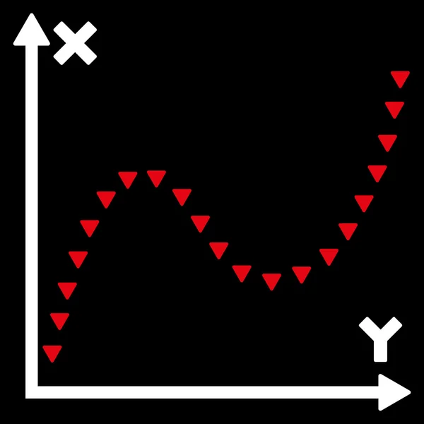 Gepunktetes Funktionsdiagramm flaches Vektorsymbol — Stockvektor