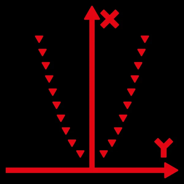 Dotted Parabola Plot Flat Vector Symbol — Stock Vector
