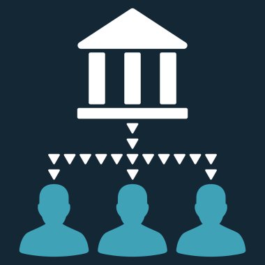 Banka Binası istemci bağlantıları düz vektör simgesi