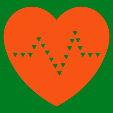 Noktalı kalp nabız düz vektör simgesi