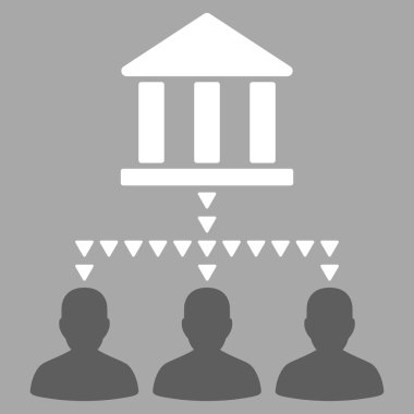 Banka Binası istemci bağlantıları düz vektör simgesi