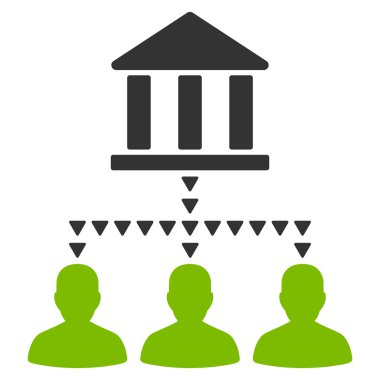 Banka Binası istemci bağlantıları düz vektör simgesi