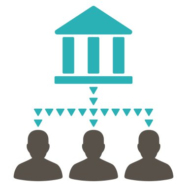 Banka Binası istemci bağlantıları düz vektör simgesi