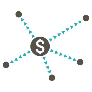 Noktalı finansal bağlantılar düz vektör simgesi