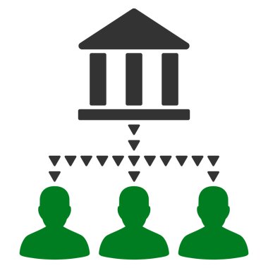 Banka Binası istemci bağlantıları düz vektör simgesi