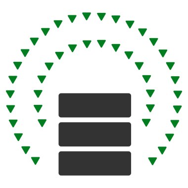 Veritabanı küre kalkan düz vektör simgesi