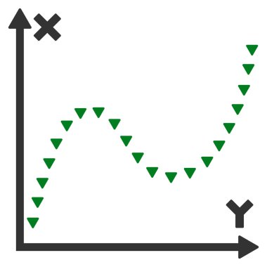 Noktalı işlevi grafik düz vektör simgesi