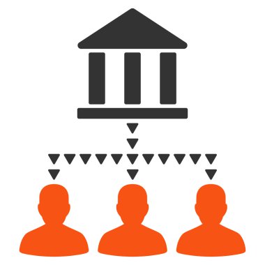 Banka Binası istemci bağlantıları düz vektör simgesi