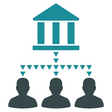 Banka Binası istemci bağlantıları düz vektör simgesi