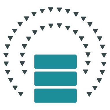 Veritabanı küre kalkan düz vektör simgesi