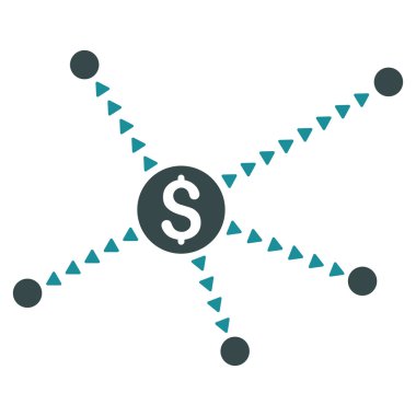 Noktalı finansal bağlantılar düz vektör simgesi