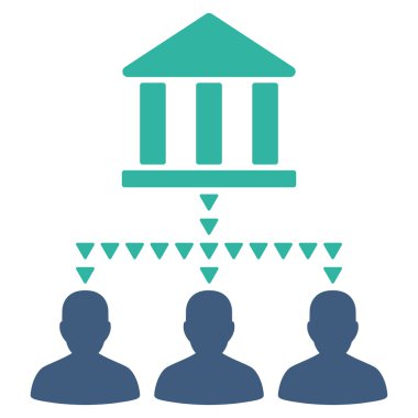 Banka Binası istemci bağlantıları düz vektör simgesi