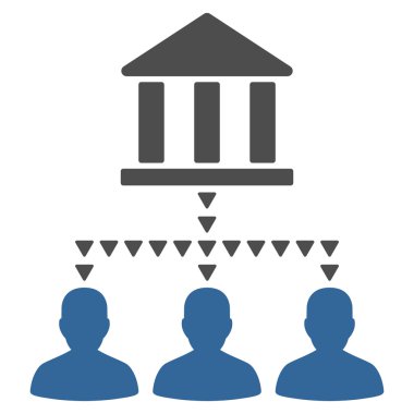 Banka Binası istemci bağlantıları düz vektör simgesi