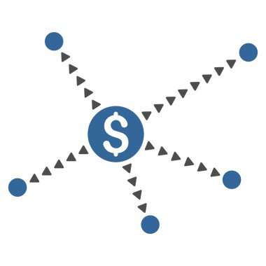 Noktalı finansal bağlantılar düz vektör simgesi