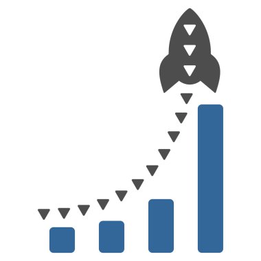 Roket iş Bar grafik düz vektör simgesi