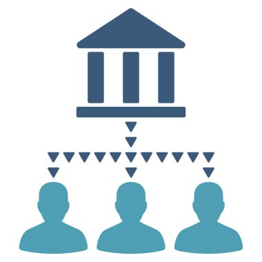 Banka Binası istemci bağlantıları düz vektör simgesi