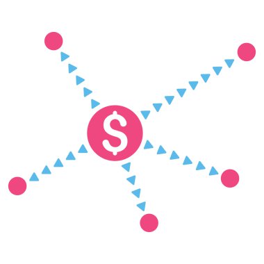 Noktalı finansal bağlantılar düz vektör simgesi