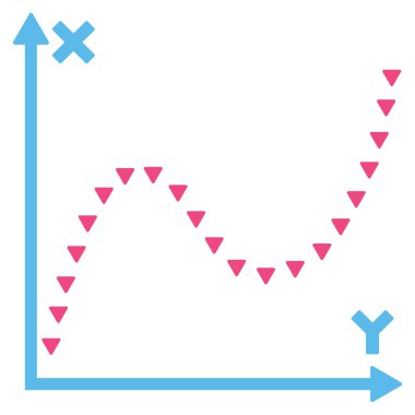 Noktalı işlevi grafik düz vektör simgesi