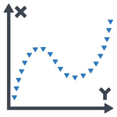 Noktalı işlevi grafik düz vektör simgesi