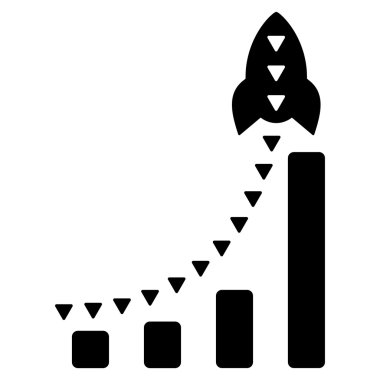 Roket iş Bar grafik düz vektör simgesi