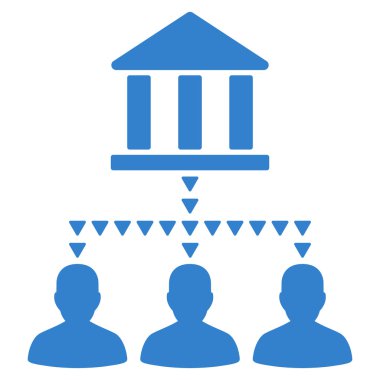 Banka Binası istemci bağlantıları düz vektör simgesi