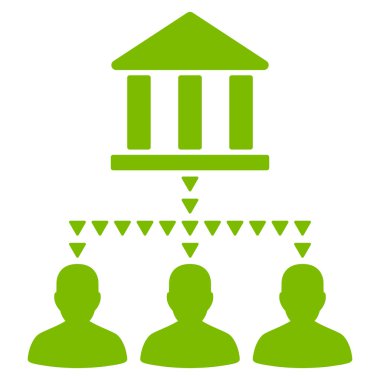 Banka Binası istemci bağlantıları düz vektör simgesi