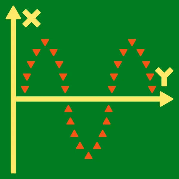 Prickade sinuskurva Plot platt vektor Symbol — Stock vektor