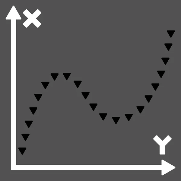 Gepunktetes Funktionsdiagramm flaches Vektorsymbol — Stockvektor