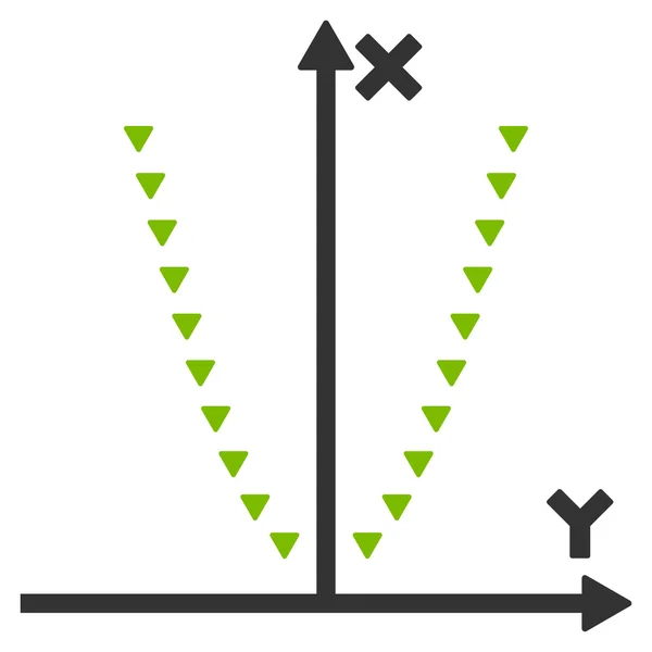 Gepunktete Parabel zeichnet flache Vektorsymbole auf — Stockvektor