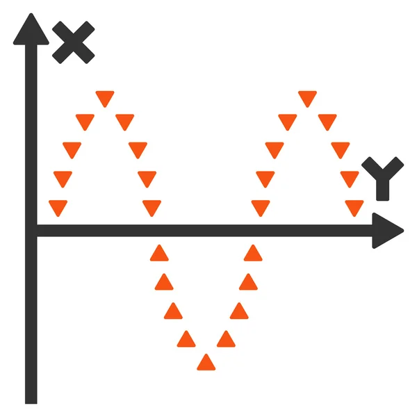 Kropkowane Sinusoid Działka płaska wektor Symbol — Wektor stockowy